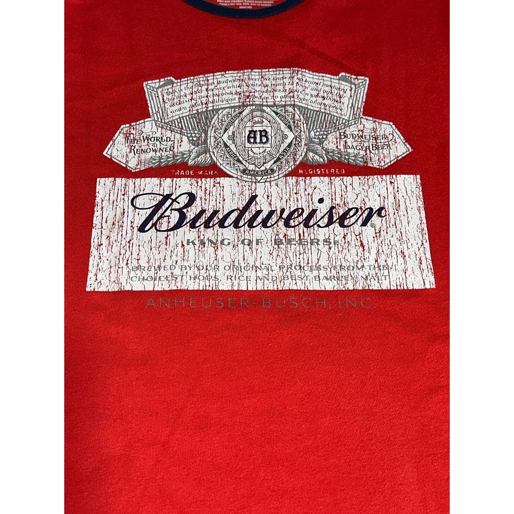 Mens Budweiser Tank Top Sleeveless‎ Shirt Red Logo Beer Graphic 3XL